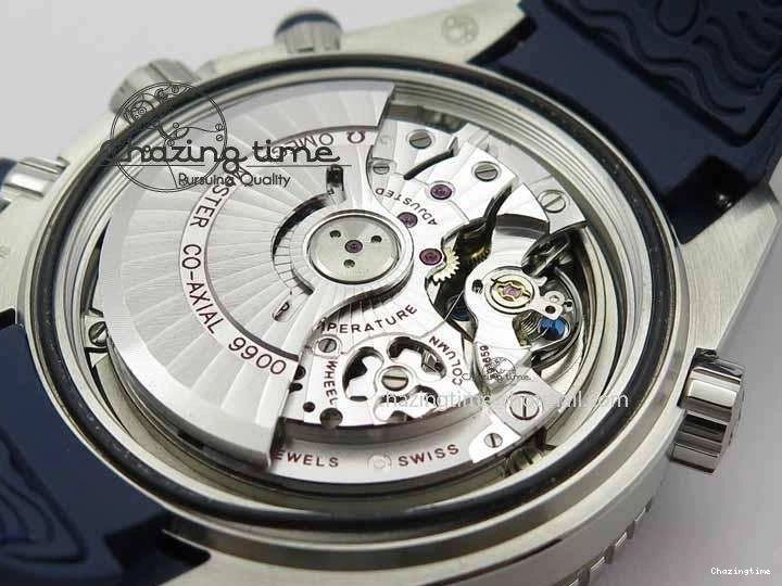 0129 EyeCatching Planet Ocean Master Chronometer SS OM 1:1 Best Edition Blue Dial On Leather Strap A 8176